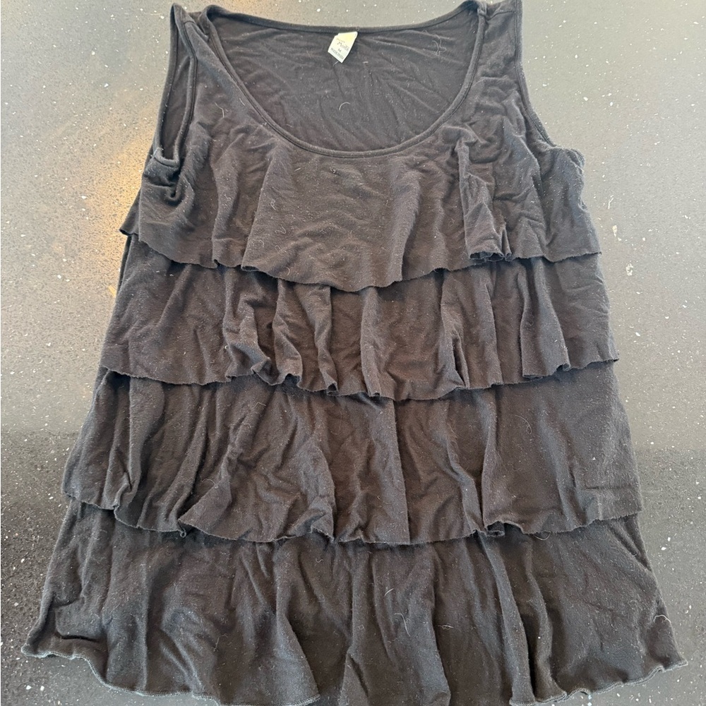 Black Ruffled Sun Moda Sleeveless Top
